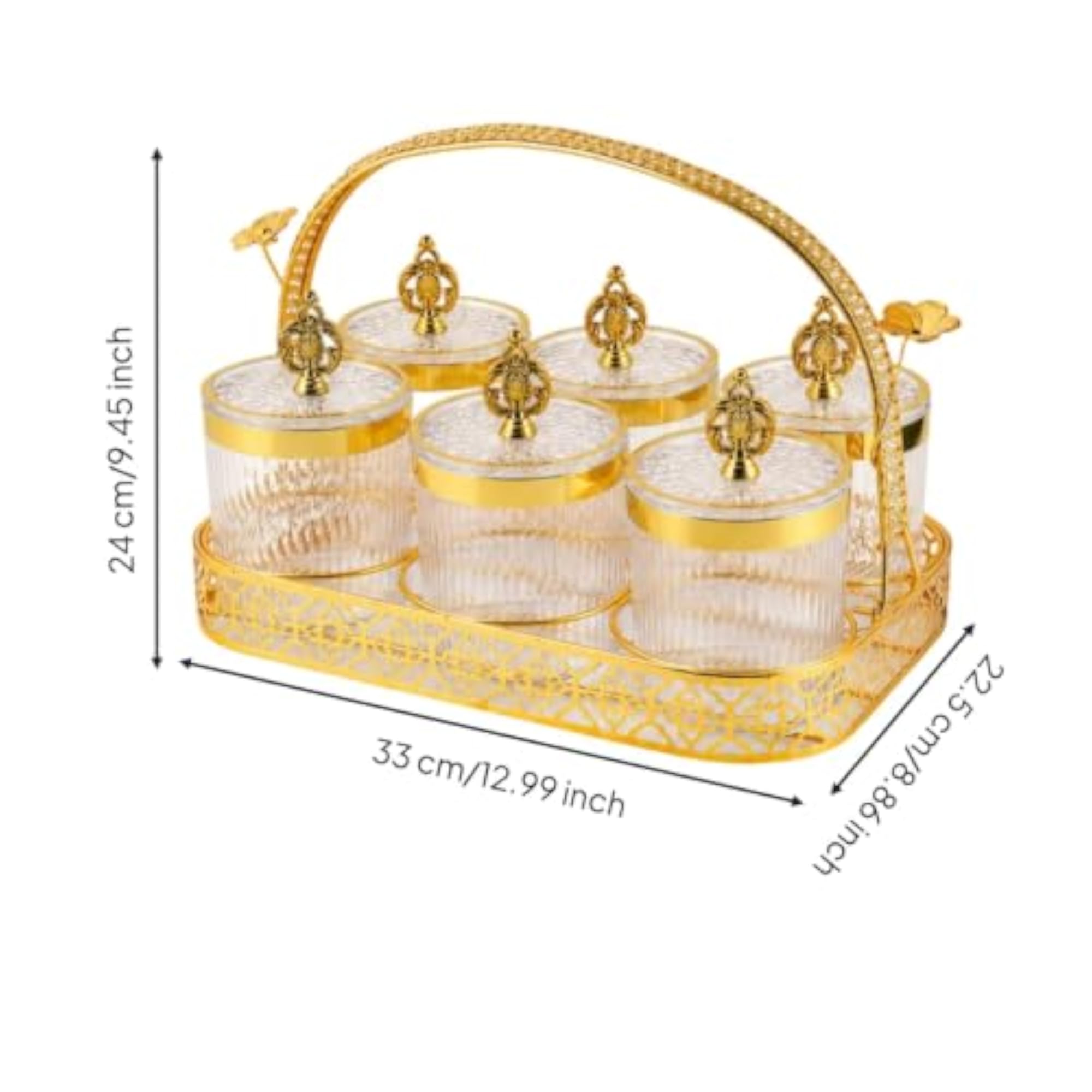 Countertop Jar Organizer with Metal Rack, Elegant Storage Set